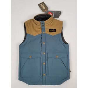 NWT Howler Bros Kid‎ Youth Medium Rounder Vest 3502 Blue British Khaki Corduroy